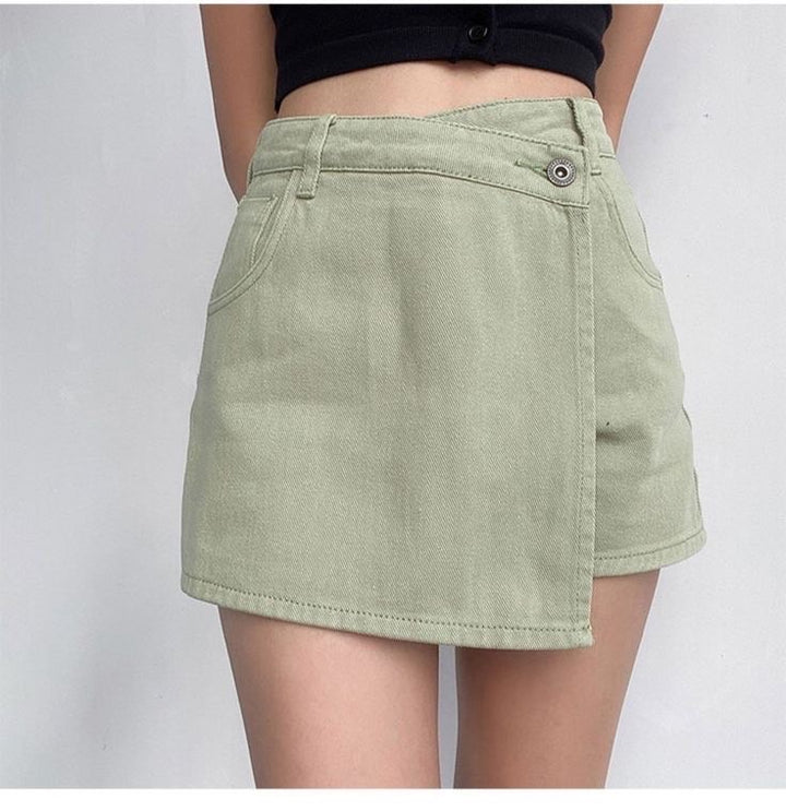 Olive denim Skorts