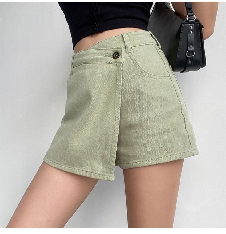 Olive denim Skorts