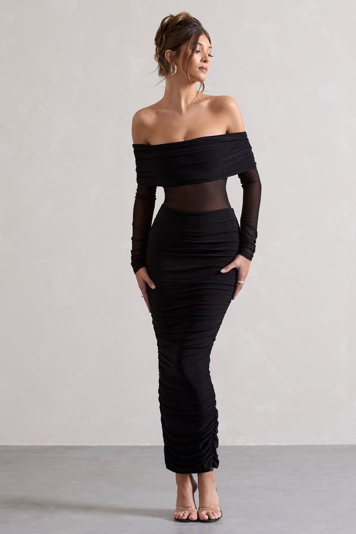 Mosiac off shoulder mesh dress