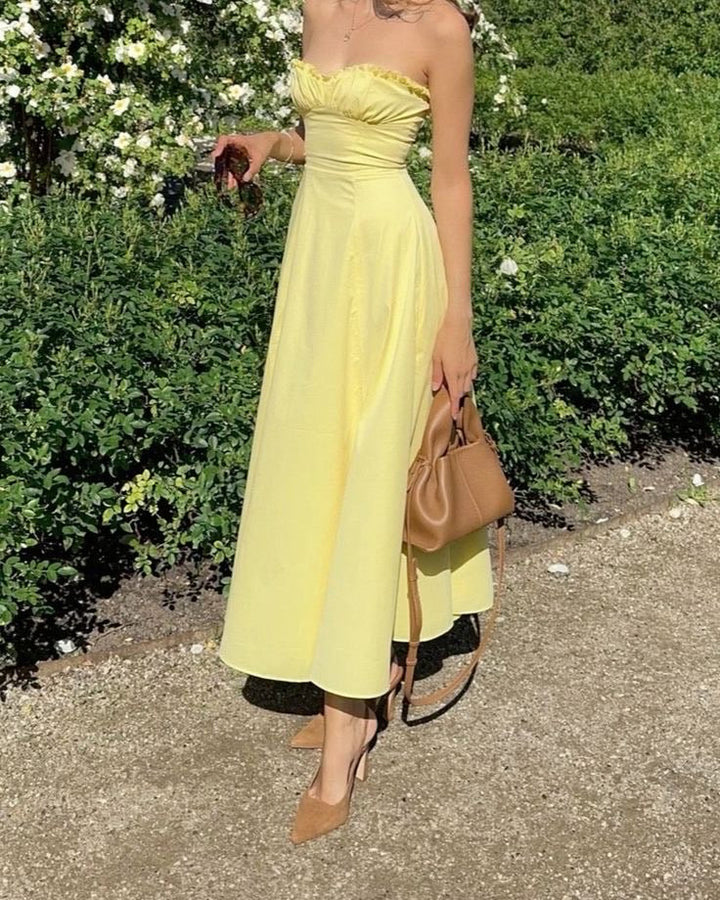 Butter yellow tube dress