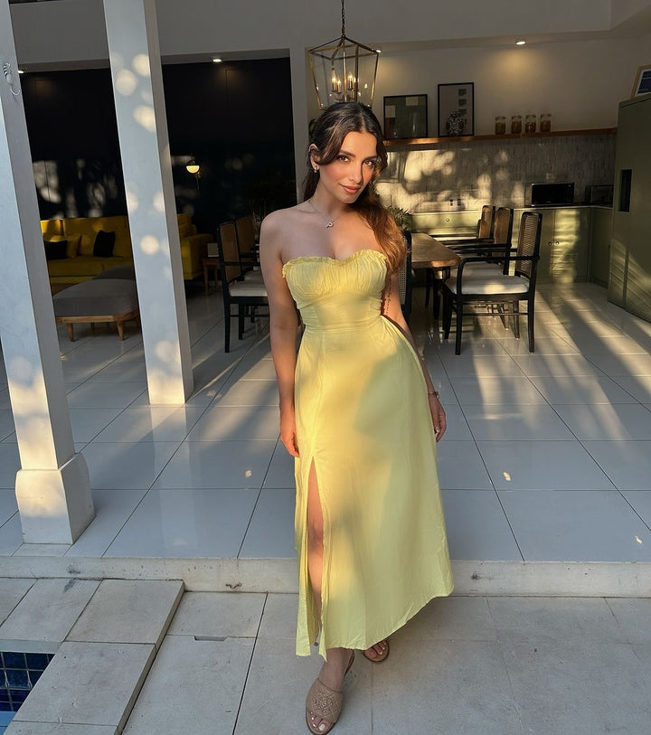 Butter yellow tube dress