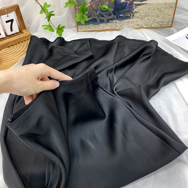 Zen high waist satin silk skirt