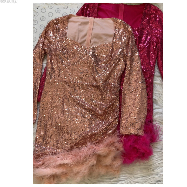 Adams fur sequin dress