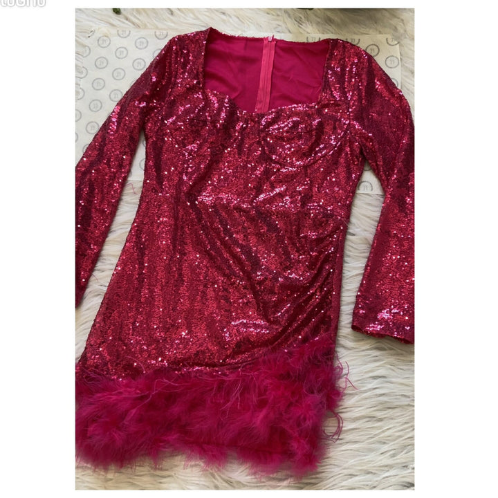 Adams fur sequin dress