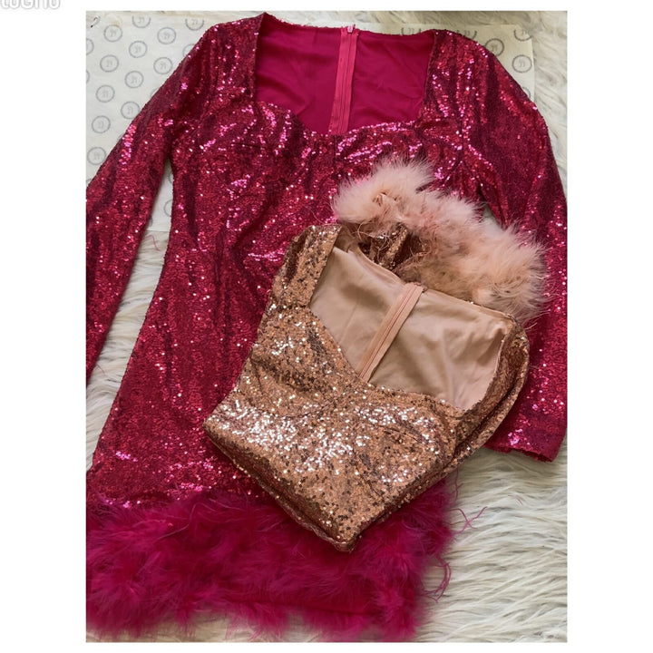 Adams fur sequin dress