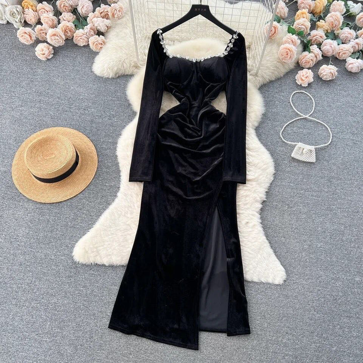 Amalfi velvet embellished dress