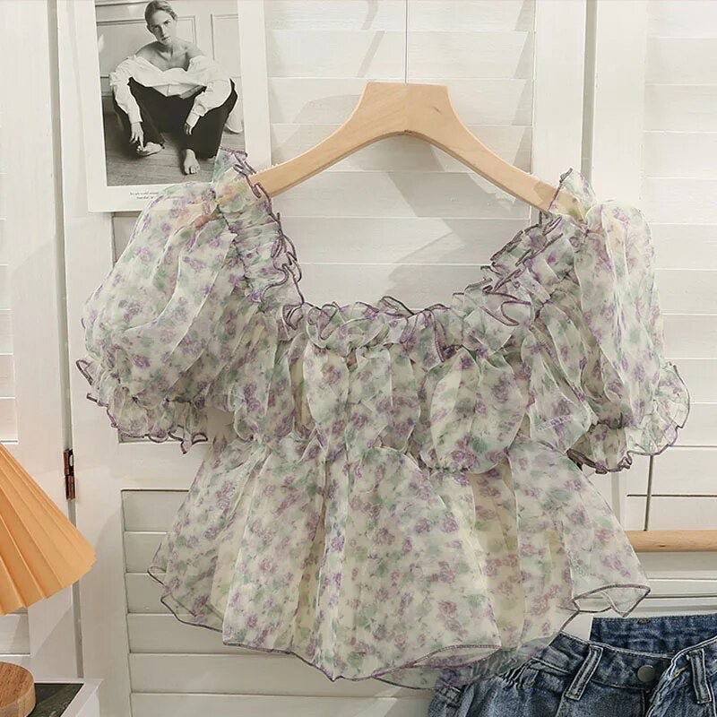 Baku organza floral top